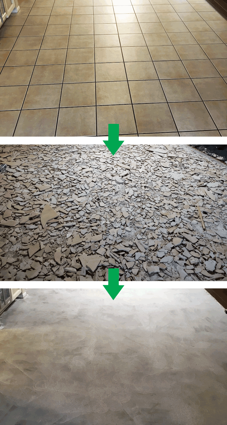1 Ceramic Tile Floor Removal Service In, Dust Free Tile Removal
